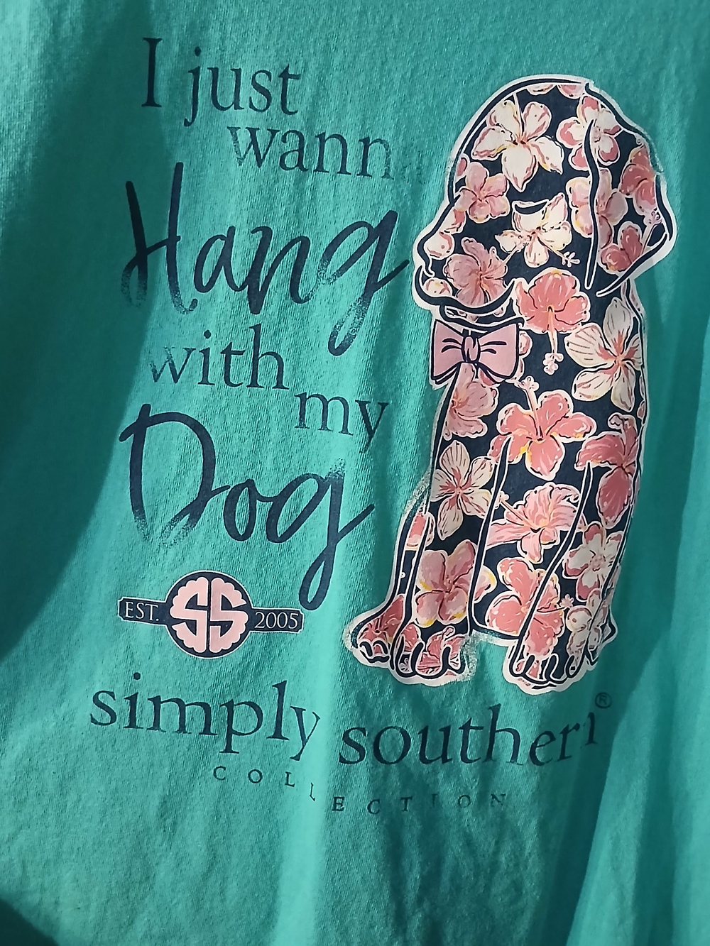Simply Southern Teal Long Sleeve Tee with Floral Flip-Flop Back Graphic - Picture 6 of 6